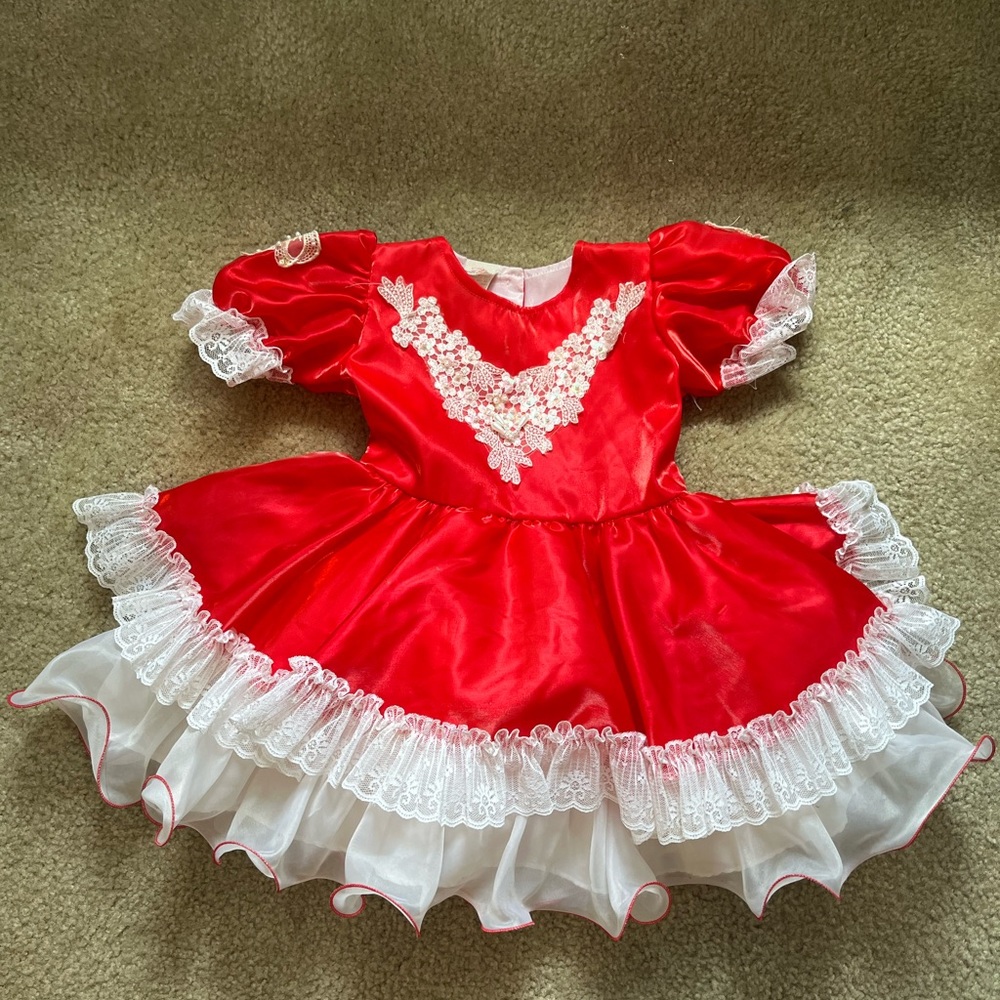 Vintage Red Full Circle Pageant/Party Dress. Popaye’s Made In USA Sz 24m…